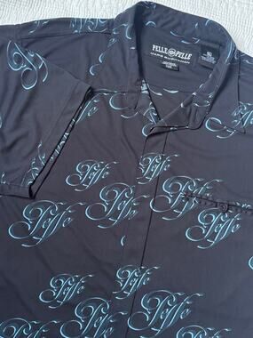 Pelle Pelle Marc Buchanan Men's XL All Over Script Print Shirt Y2K Era51AT2 VTG